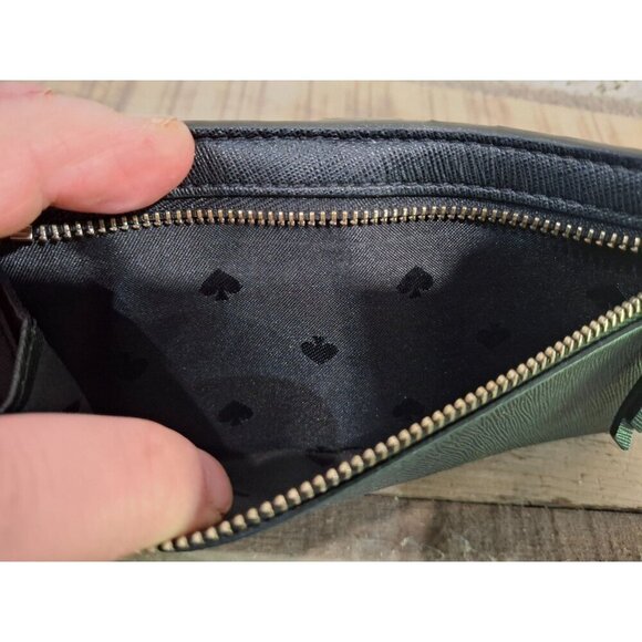 Kate Spade Cameron Black Leather Slim Bifold Wallet With Gold-Tone Zipper & Mult - Picture 5 of 5